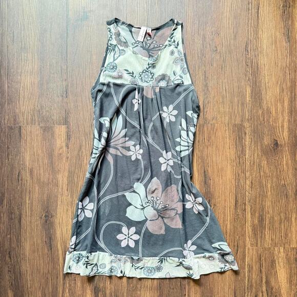 Sweet Pea by Stacy Frati Floral Mesh Tunic Top Gray Pink Size Large - Picture 1 of 6